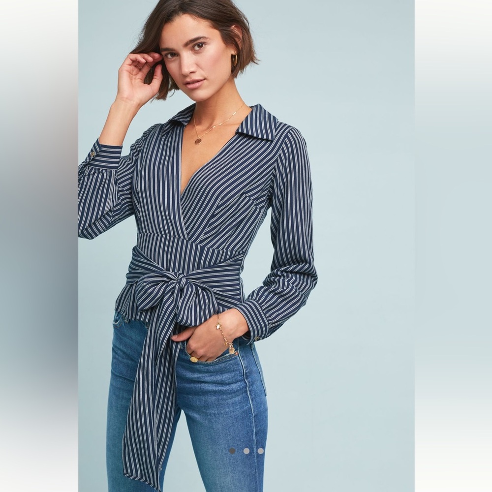 Anthropologie Maeve Fiorina Striped Blouse | Size 10. Runs small.
